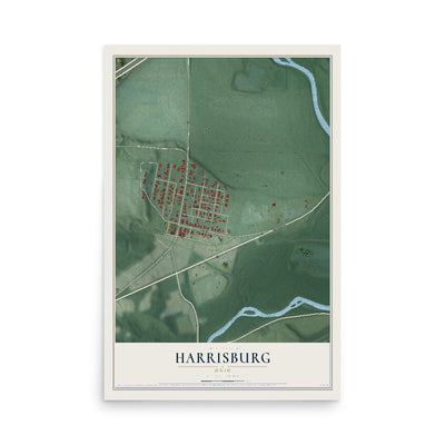 Map of Harrisburg, Ohio, 12 x 18 inch unframed archival matte print