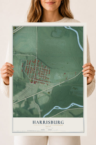 Map of Harrisburg, Ohio, 18 x 24 inch unframed archival matte print