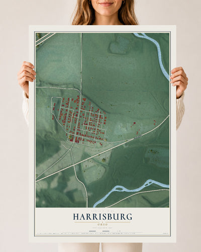 Map of Harrisburg, Ohio, 24 x 36 inch unframed archival matte print