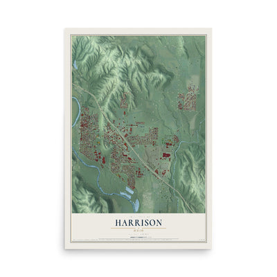Map of Harrison, Ohio, 12 x 18 inch unframed archival matte print