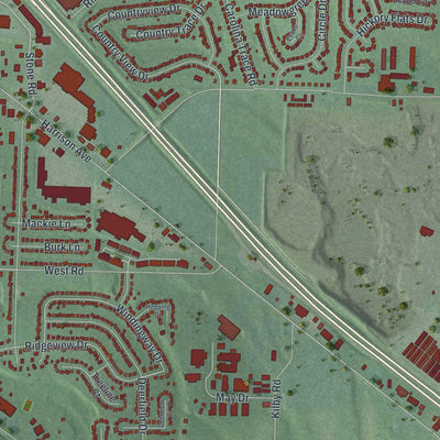Close-up of the map of Harrison, Ohio print showing street and building detail