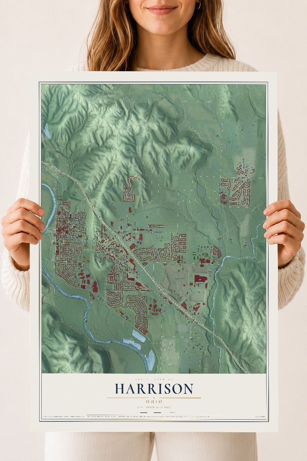 Map of Harrison, Ohio, 18 x 24 inch unframed archival matte print