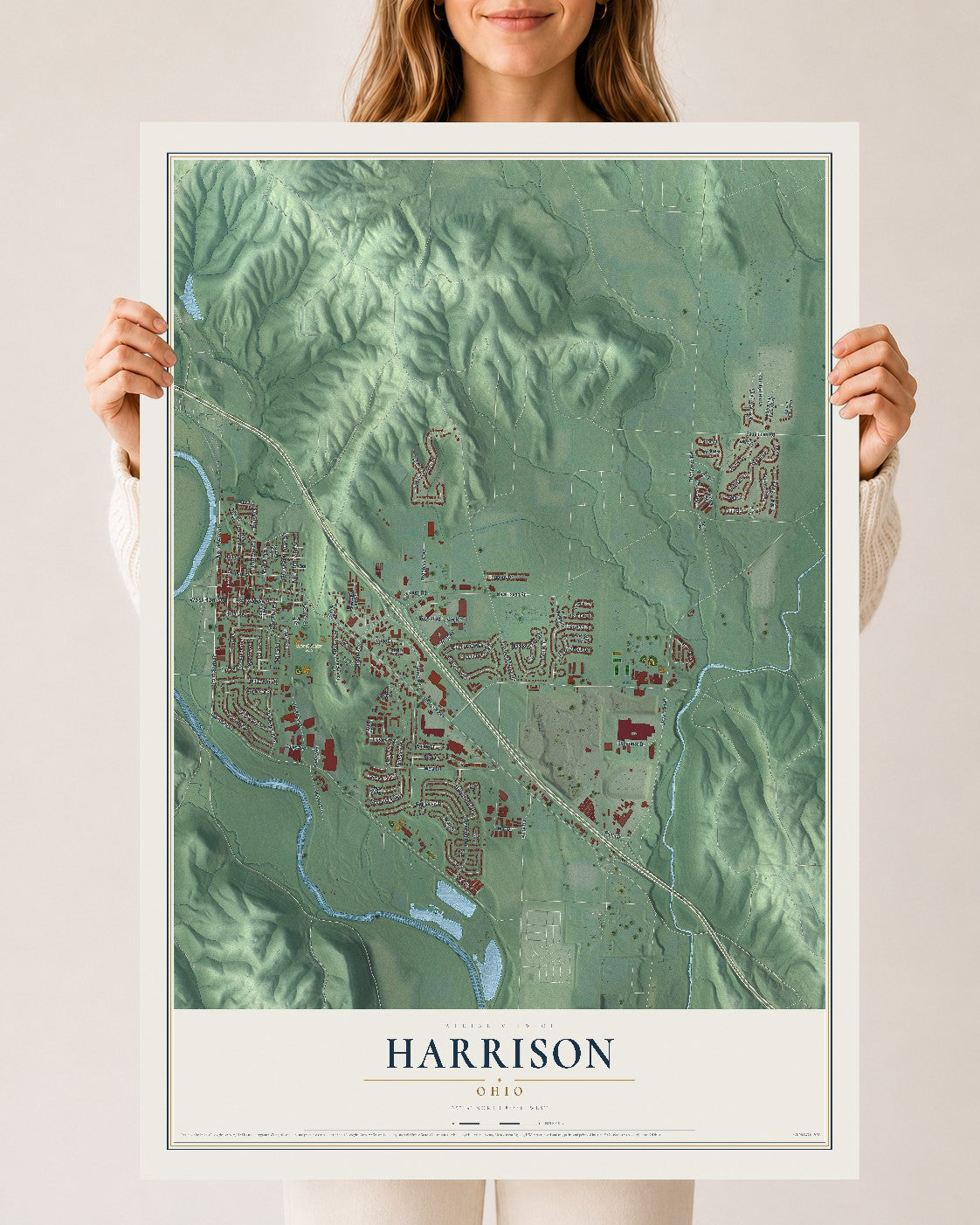 Map of Harrison, Ohio, 24 x 36 inch unframed archival matte print