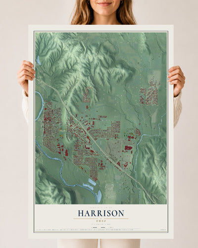 Map of Harrison, Ohio, 24 x 36 inch unframed archival matte print