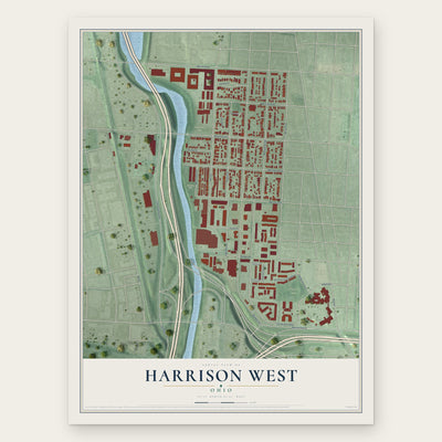 Harrison West, Ohio map print, the full design