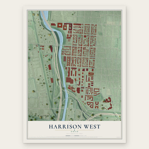 Harrison West, Ohio map print, the full design