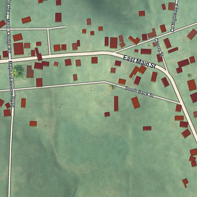 Close-up of the map of Harrisville, Ohio print showing street and building detail