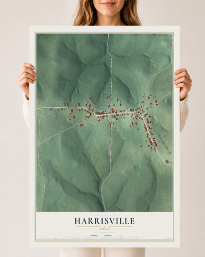 Map of Harrisville, Ohio, 24 x 36 inch unframed archival matte print