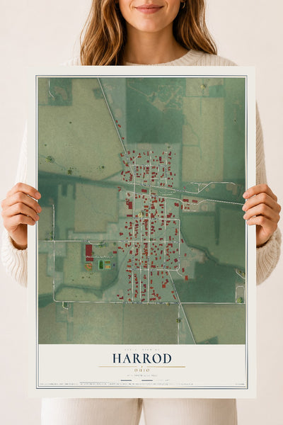 Map of Harrod, Ohio, 18 x 24 inch unframed archival matte print