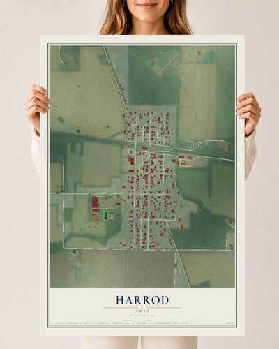 Map of Harrod, Ohio, 24 x 36 inch unframed archival matte print