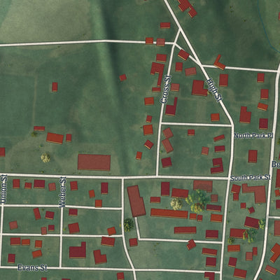 Close-up of the map of Hartford (Croton), Ohio print showing street and building detail