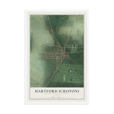 Map of Hartford (Croton), Ohio, 12 x 18 inch print in a white wood frame