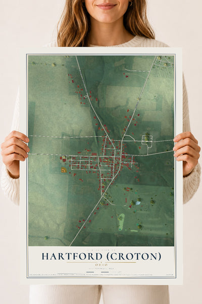 Map of Hartford (Croton), Ohio, 18 x 24 inch unframed archival matte print