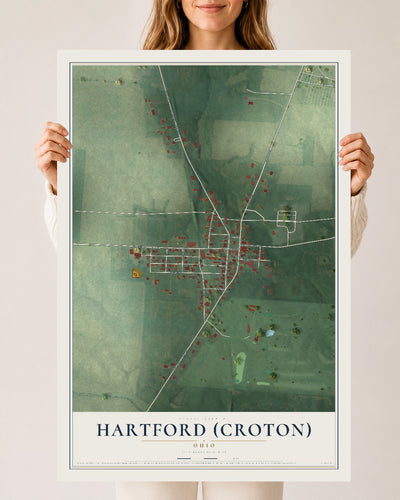Map of Hartford (Croton), Ohio, 24 x 36 inch unframed archival matte print