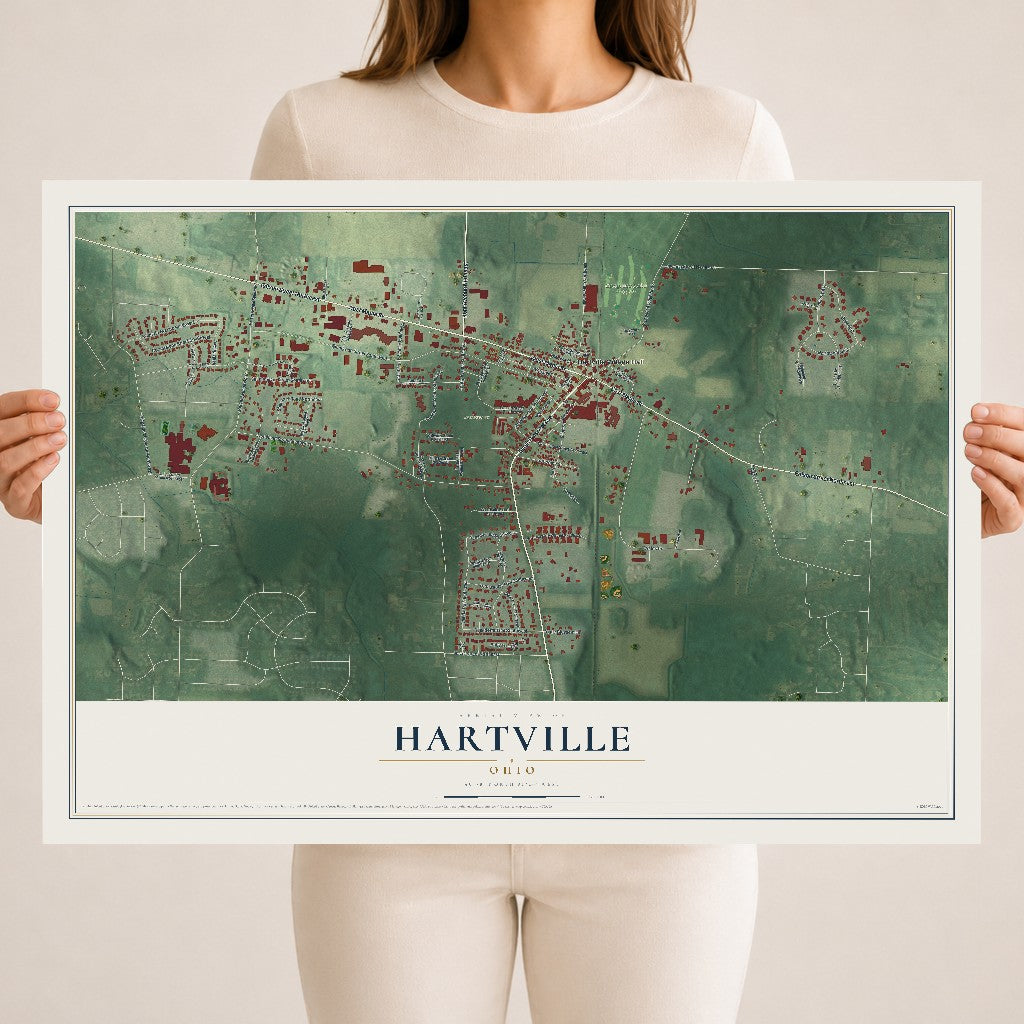Map of Hartville, Ohio, 18 x 24 inch unframed archival matte print