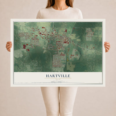 Map of Hartville, Ohio, 24 x 36 inch unframed archival matte print
