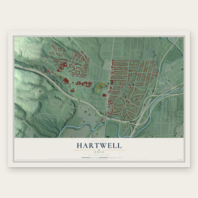 Hartwell, Ohio map print, the full design