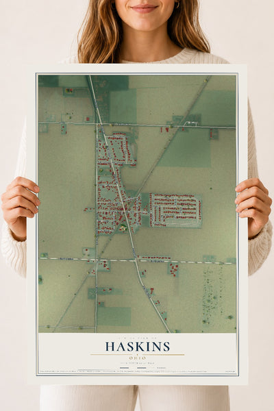 Map of Haskins, Ohio, 18 x 24 inch unframed archival matte print