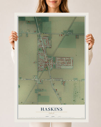 Map of Haskins, Ohio, 24 x 36 inch unframed archival matte print