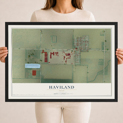 Map of Haviland, Ohio, 18 x 24 inch print in a black wood frame
