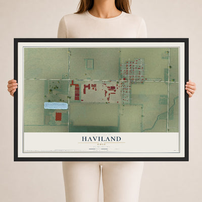 Map of Haviland, Ohio, 24 x 36 inch print in a black wood frame