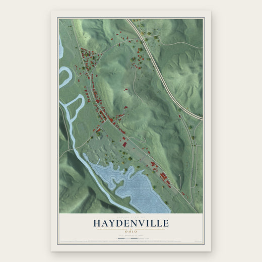 Haydenville, Ohio map print, the full design