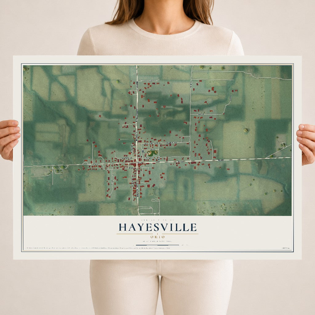 Map of Hayesville, Ohio, 18 x 24 inch unframed archival matte print