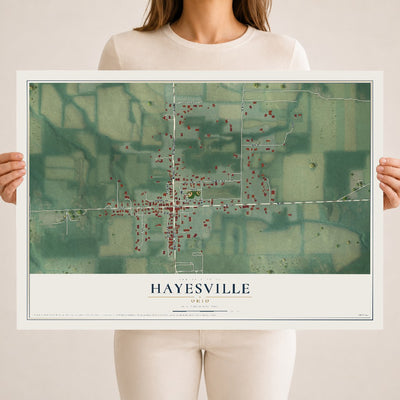 Map of Hayesville, Ohio, 18 x 24 inch unframed archival matte print