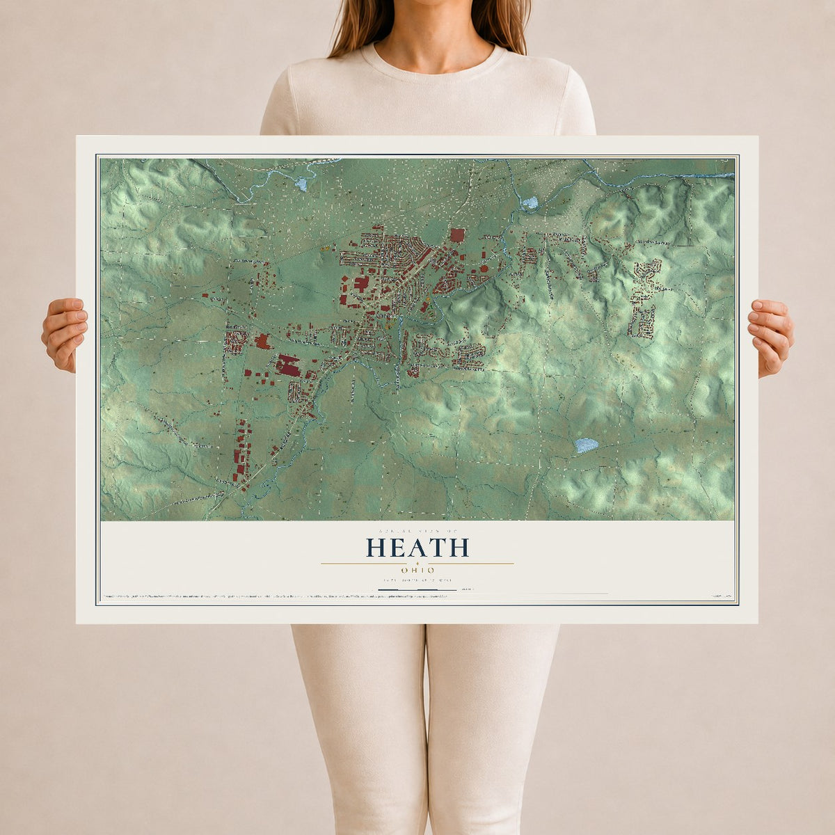 Map of Heath, Ohio, 24 x 36 inch unframed archival matte print
