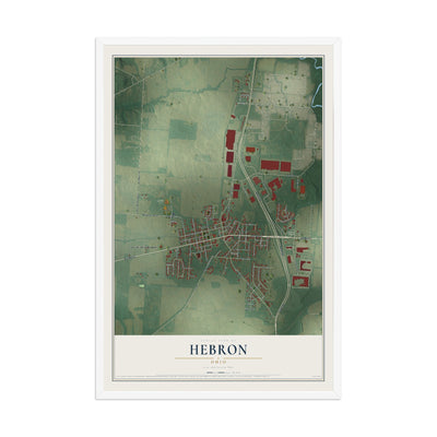 Map of Hebron, Ohio, 12 x 18 inch print in a white wood frame
