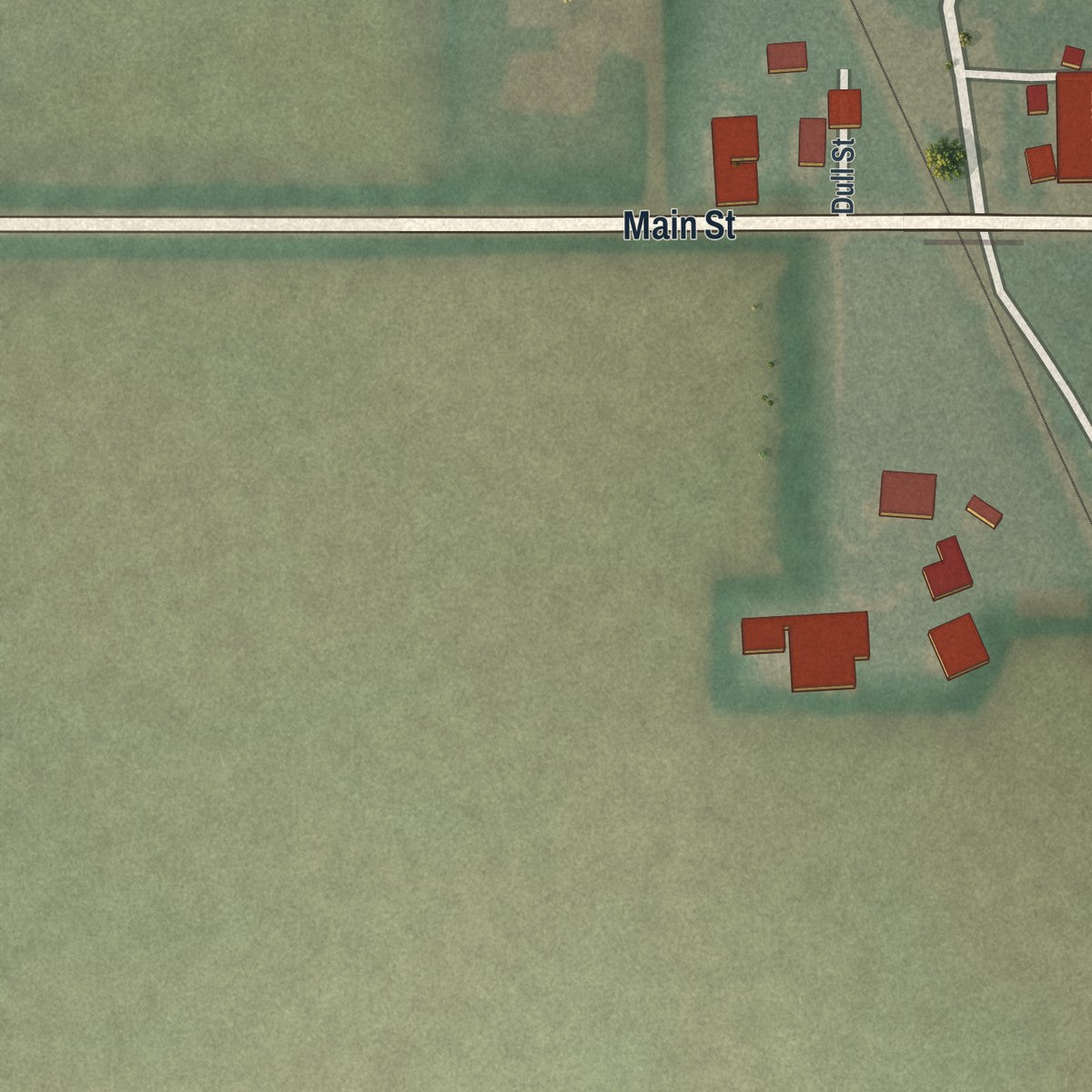 Second close-up of the map of Helena, Ohio print showing more streets and buildings