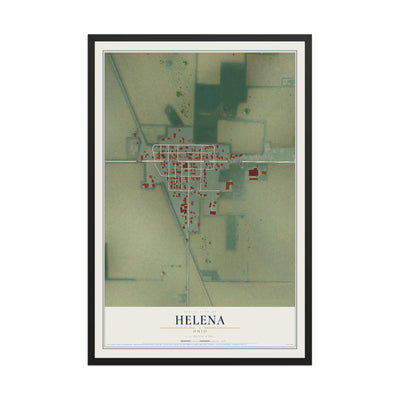 Map of Helena, Ohio, 12 x 18 inch print in a black wood frame