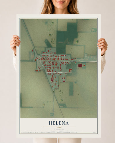 Map of Helena, Ohio, 24 x 36 inch unframed archival matte print