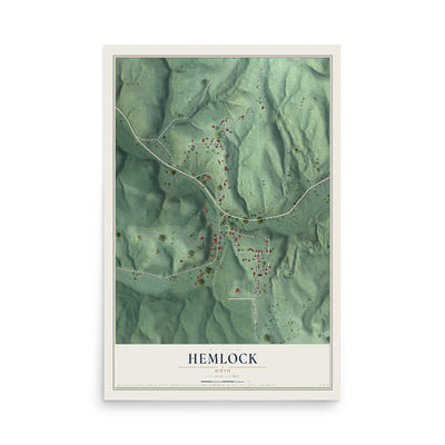 Map of Hemlock, Ohio, 12 x 18 inch unframed archival matte print