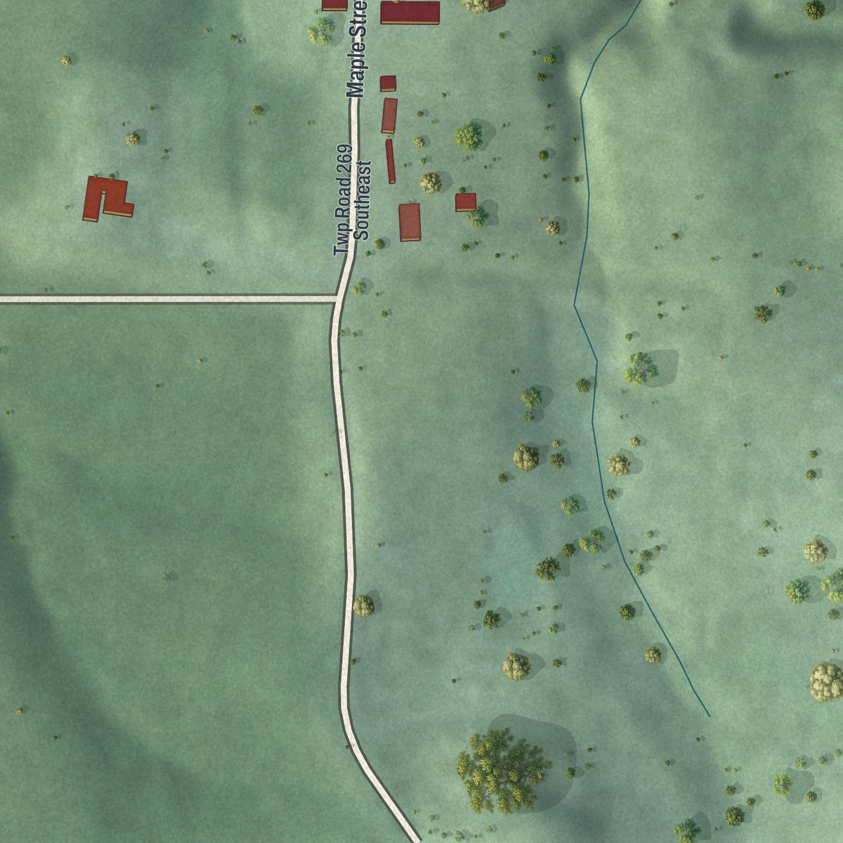 Second close-up of the map of Hemlock, Ohio print showing more streets and buildings