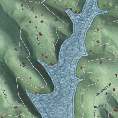 Close-up of the map of Hide-A-Way Hills, Ohio print showing street and building detail
