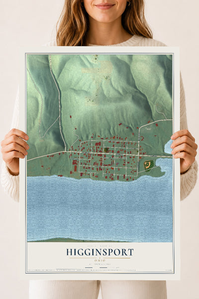 Map of Higginsport, Ohio, 18 x 24 inch unframed archival matte print