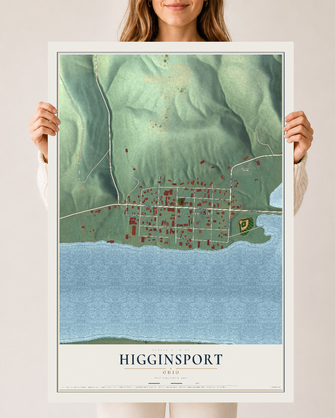 Map of Higginsport, Ohio, 24 x 36 inch unframed archival matte print