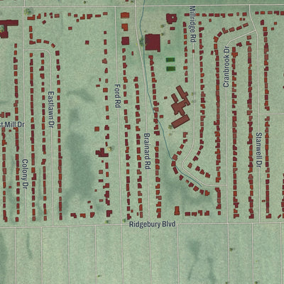 Second close-up of the map of Highland Heights, Ohio print showing more streets and buildings