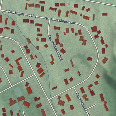 Close-up of the map of Highland Holiday, Ohio print showing street and building detail