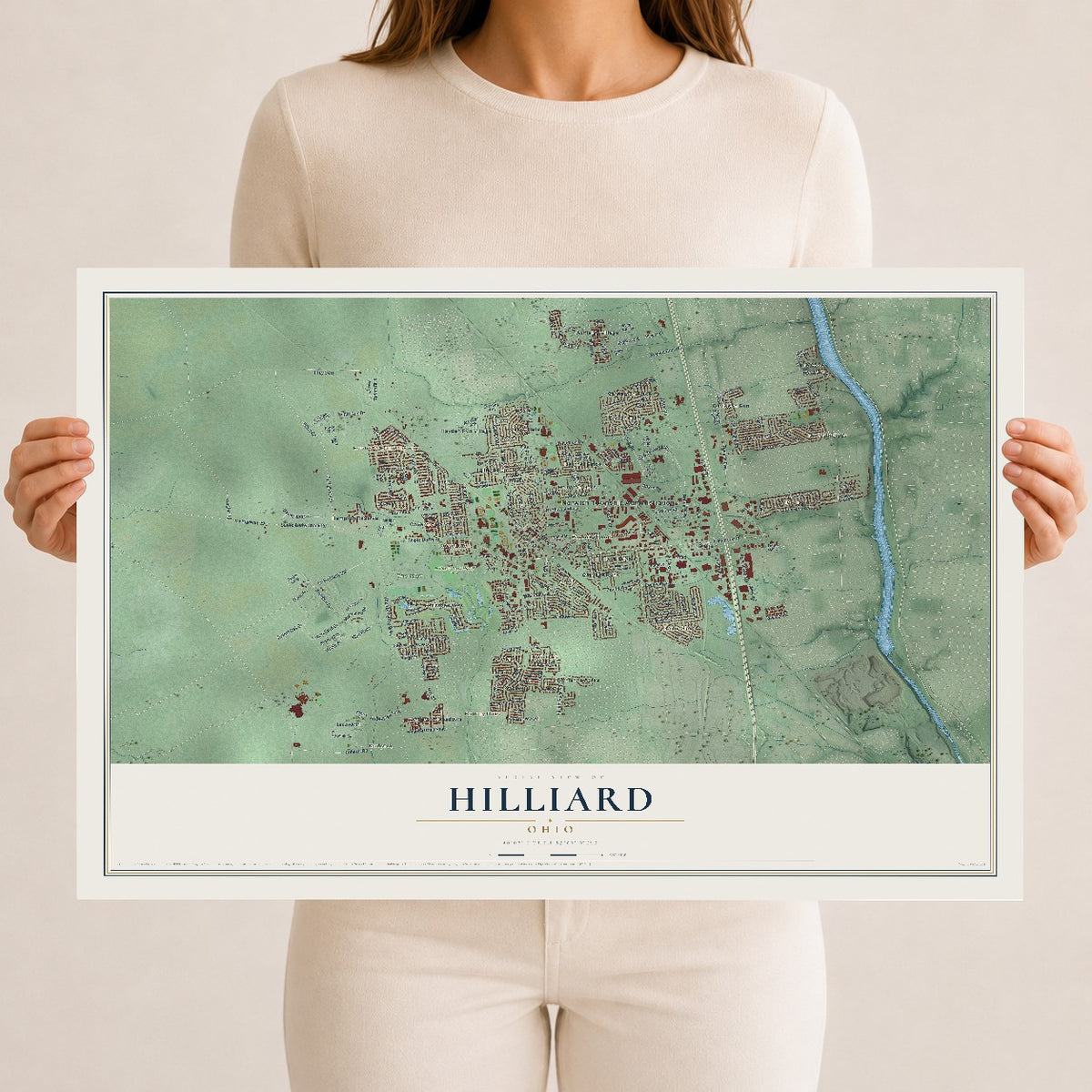 Map of Hilliard, Ohio, 12 x 18 inch unframed archival matte print