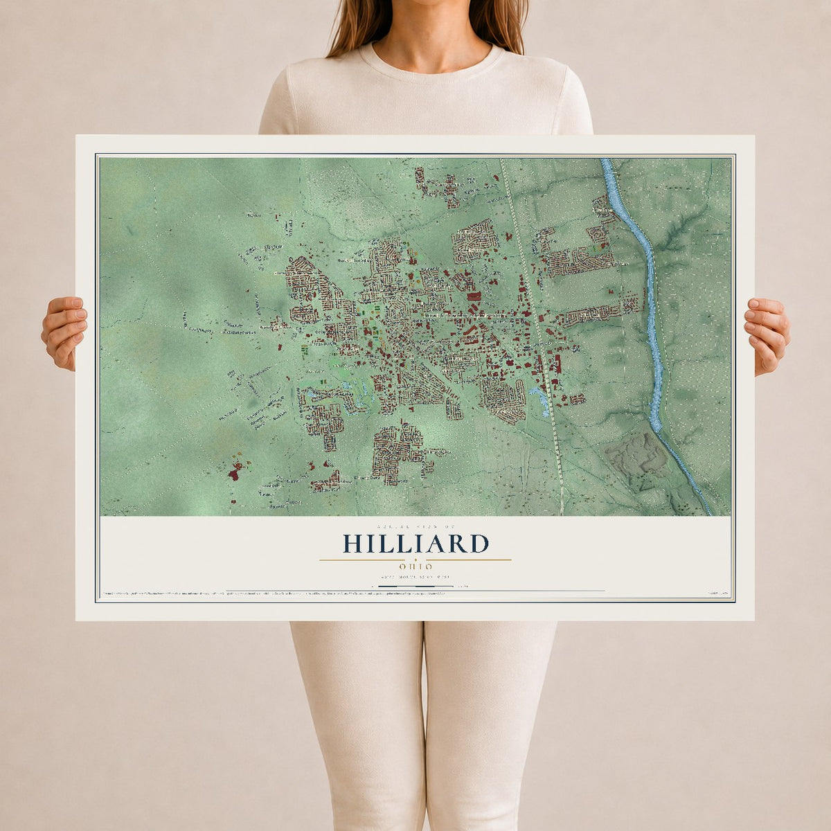 Map of Hilliard, Ohio, 24 x 36 inch unframed archival matte print