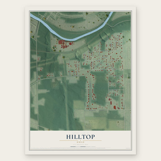 Hilltop, Ohio map print, the full design