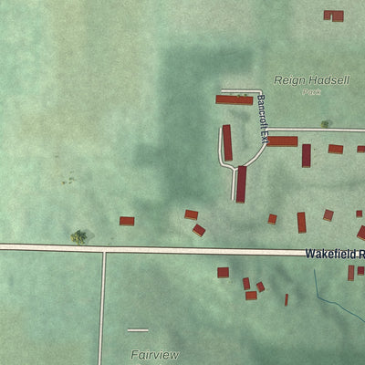 Second close-up of the map of Hiram, Ohio print showing more streets and buildings