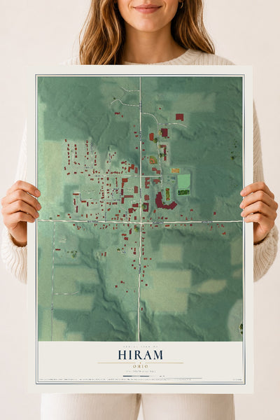 Map of Hiram, Ohio, 18 x 24 inch unframed archival matte print