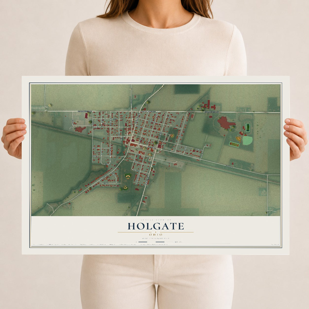 Map of Holgate, Ohio, 12 x 18 inch unframed archival matte print