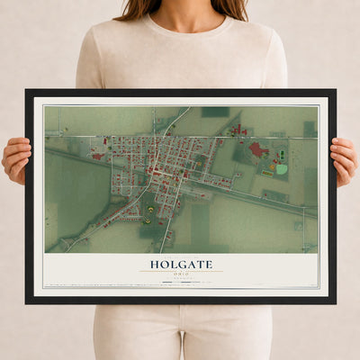 Map of Holgate, Ohio, 12 x 18 inch print in a black wood frame