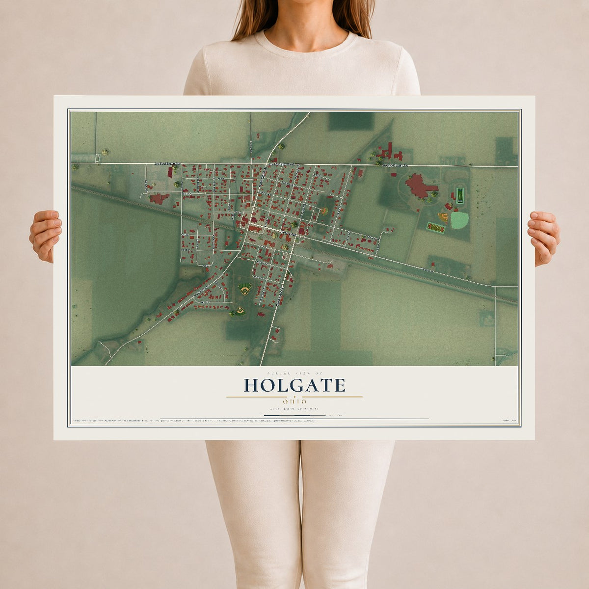 Map of Holgate, Ohio, 24 x 36 inch unframed archival matte print