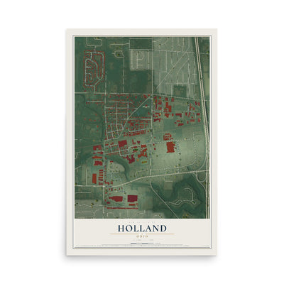 Map of Holland, Ohio, 12 x 18 inch unframed archival matte print