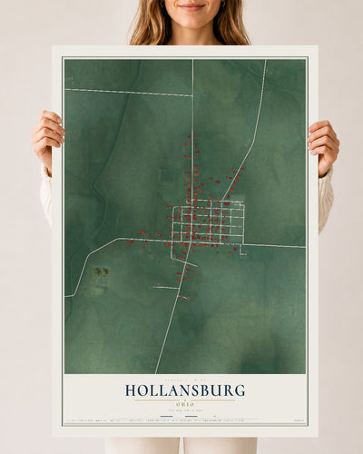 Map of Hollansburg, Ohio, 24 x 36 inch unframed archival matte print